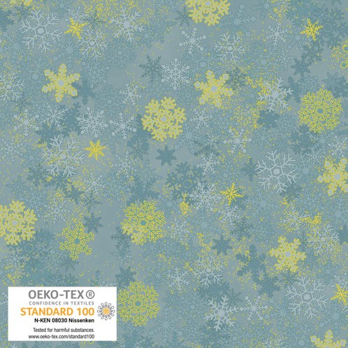 [BLAN-4592-017] Christmas Stars Snowflake Teal by Stof Fabrics for Blank Quilting