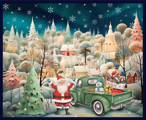 [BLAN-4166-66] Comfort & Joy Christmas Panel Green by Michael Ward for Blank Textiles