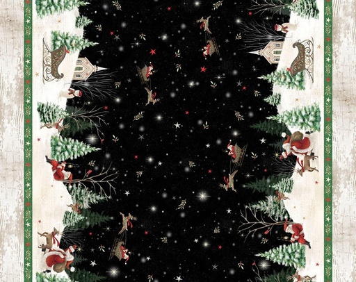 [PB-5814-MU] Believe Santa's Scenic Double Border by Sarah Summers for P&B Textiles