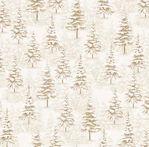 [PB-5817-E] Believe Packed Trees White by Sarah Summers for P&B Textiles