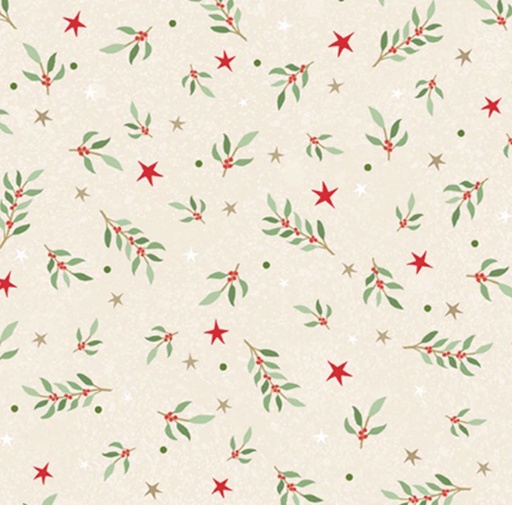 [PB-5818-E] Believe Tossed Sprigs and Stars Cream by Sarah Summers for P&B Textiles
