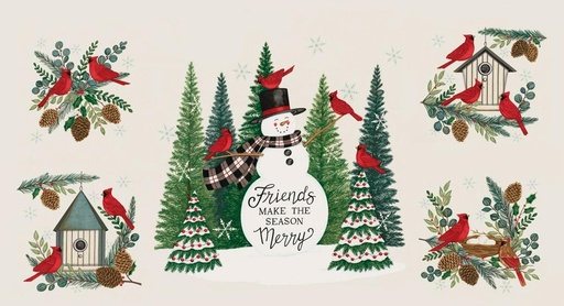 [MOD-56139-11] Winter Friends Snowman Panel Snowy White by Deb Strain for Moda Fabrics
