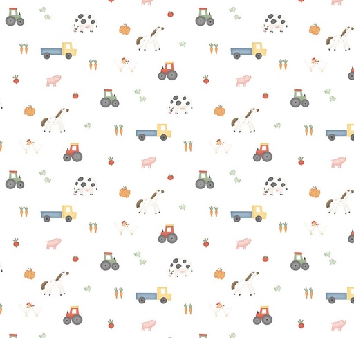 [NOR-27818-10] Quack Quack Moo Mini Farm White by Emily Wenk for Northcott Fabrics