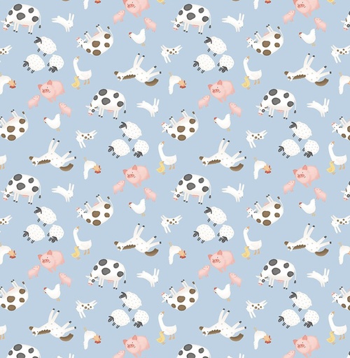 [NOR-27819-42] Quack Quack Moo Mini Animals Blue by Emily Wenk for Northcott Fabrics