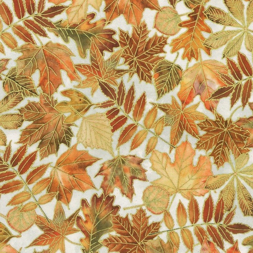 [KAUF-22963-322] Warm Welcome Leaves Orange Spice by Lynnea Washburn for Robert Kaufman