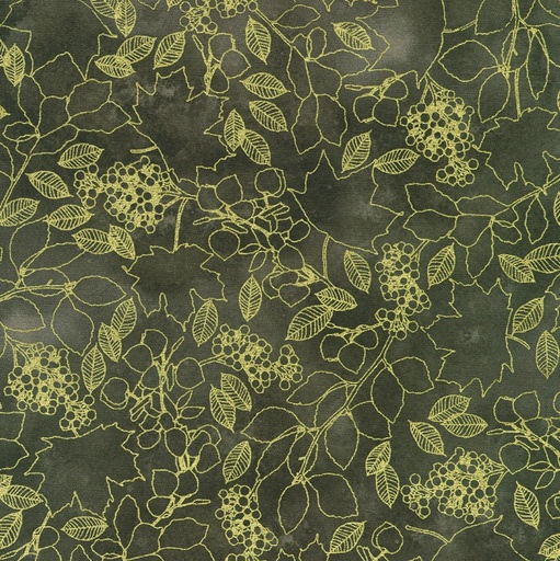[KAUF-22967-305] Warm Welcome Leaves Graphite by Lynnea Washburn for Robert Kaufman