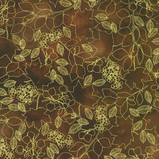 [KAUF-22967-323] Warm Welcome Leaves Walnut by Lynnea Washburn for Robert Kaufman