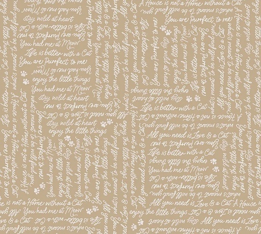 [WF-54592-2] Petal and Purr You had me at Meow Taupe by Whistler Studios for Windham Fabrics