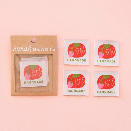 [SH-LP-241] Tomato Pin Cushion Handmade Large Woven Labels from Sarah Hearts