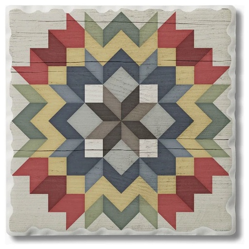 [CA-O201-634] Barn Quilts Carpenter's Star Absorbent Stone Coaster