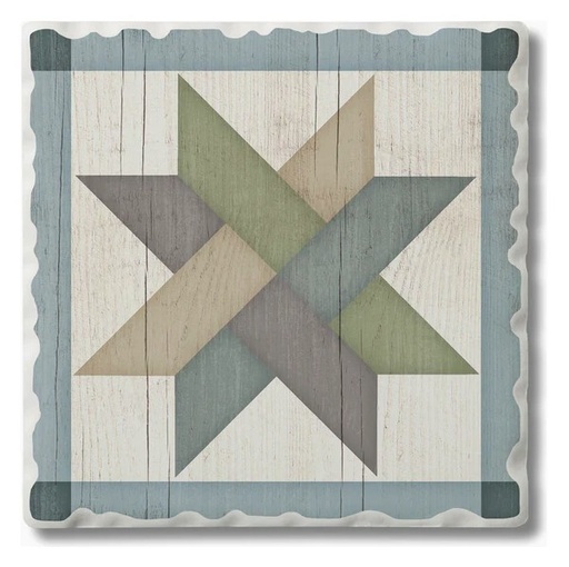 [CA-O201-642] Barn Quilts Weave Star Square Absorbent Stone Coaster