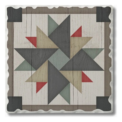 [CA-O201-643] Barn Quilts Windmill Absorbent Stone Coaster