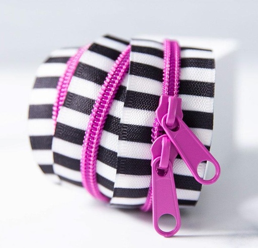 [MOD-SSC-Z02] Black and White Striped Zipper, Petunia from Stitch Supply Co