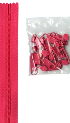 [BAN-ZIPYD-250] Four Yards of 16mm #4.5 Zipper Chain with Extra-Large Coordinated Lipstick Zipper Pulls