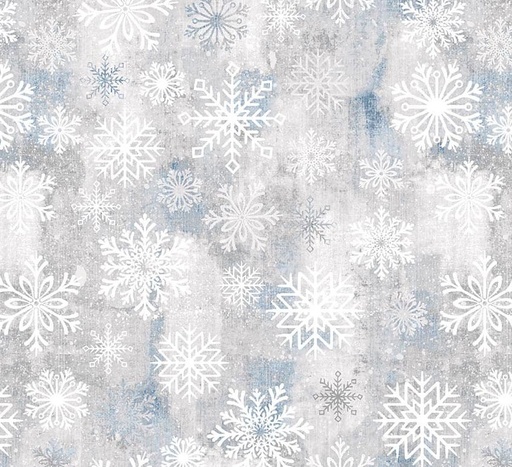 [SEF-8398-91] Snowburst Snowflake Toss Fossil Wide Back by Lilac Bee Designs for Studio E Fabrics