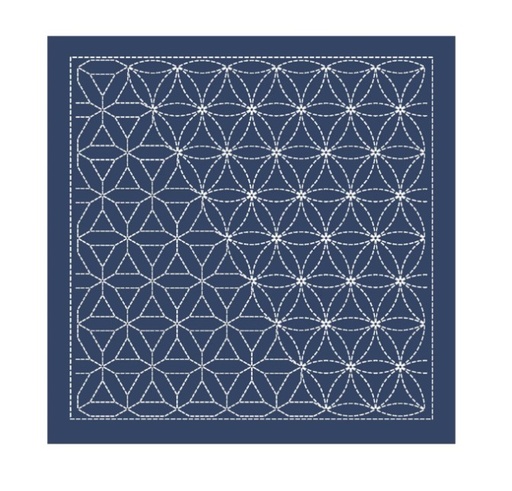 [SC-H2120] Sashiko Sampler Traditional Design Hana-guruma in Navy