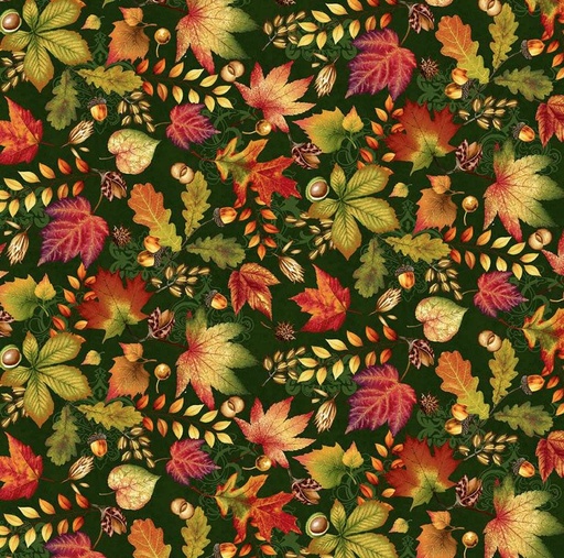 [SEF-8369-66] Autumn Fields Autumn Leaves Hunter by Art Loft for Studio E Fabrics