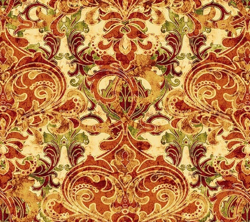 [SEF-8370-35] Autumn Fields Damask Pumpkin by Art Loft for Studio E Fabrics