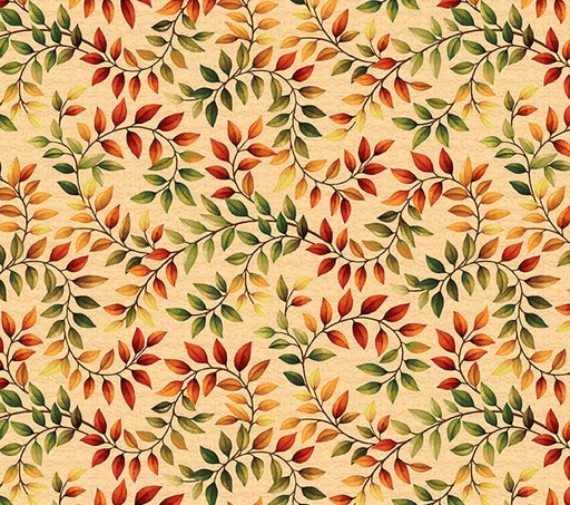 [SEF-8371-35] Autumn Fields Vine Leaves Light Pumpkin by Art Loft for Studio E Fabrics