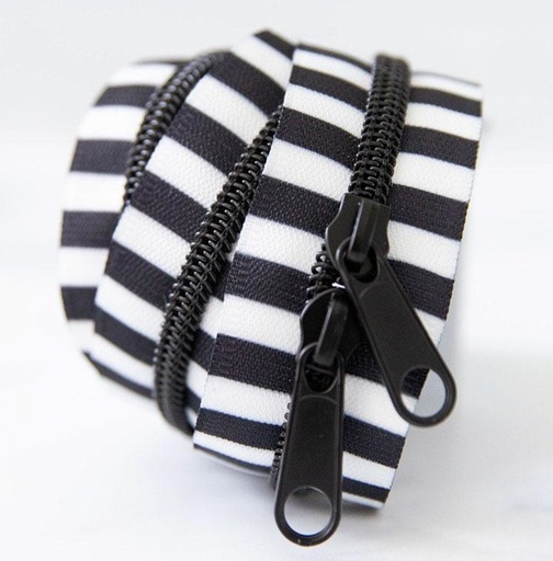 [MOD-SSC-Z05] Black and White Striped Zipper, Black from Stitch Supply Co