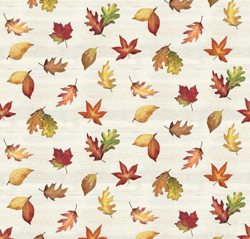 [RB-16211-CRM] Covered Bridges in Fall Leaf Toss Cream by Tara Reed for Riley Blake Designs