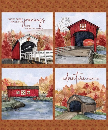 [RB-16217-PNL] Covered Bridges in Fall Pillow Panel by Tara Reed for Riley Blake Designs