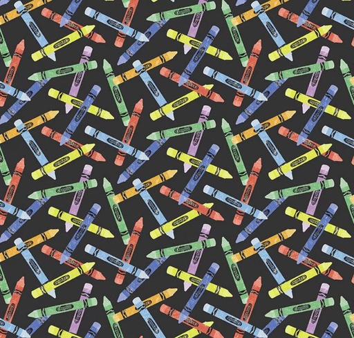 [RB-16513-BLK] New Box of Crayons Crayon Toss Black from Riley Blake Designs