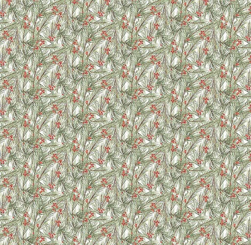 [NOR-28040-10] The Christmas Mouse Flannel Greenery White/Green by Sarah Summers for Northcott Fabrics