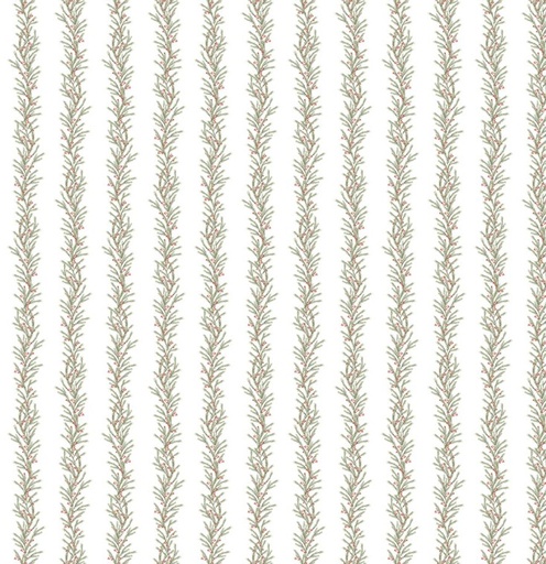 [NOR-28041-10] The Christmas Mouse Flannel Greenery Stripe White/Green by Sarah Summers for Northcott Fabrics