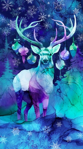 [NOR-28230-48] Midwinter Magic Deer Panel by Deborah Edwards & Melanie Samra for Northcott Fabrics