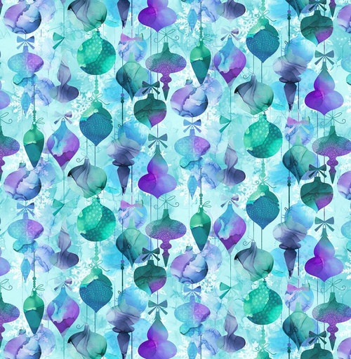 [NOR-28232-10] Midwinter Magic Baubles White Multi by Deborah Edwards & Melanie Samra for Northcott Fabrics