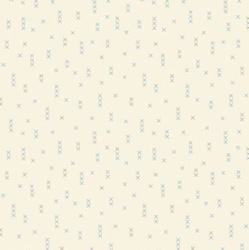 [AND-1613-L] Sewing Bird Cross Stitch Buttercream by Laundry Basket Quilts for Andover Fabrics