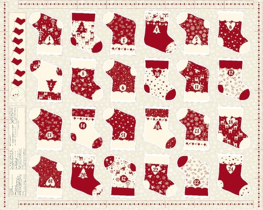 [BLAN-4495P-010] Nordic Noel Christmas Sock Advent Panel by Stof Fabrics for Blank Quilting