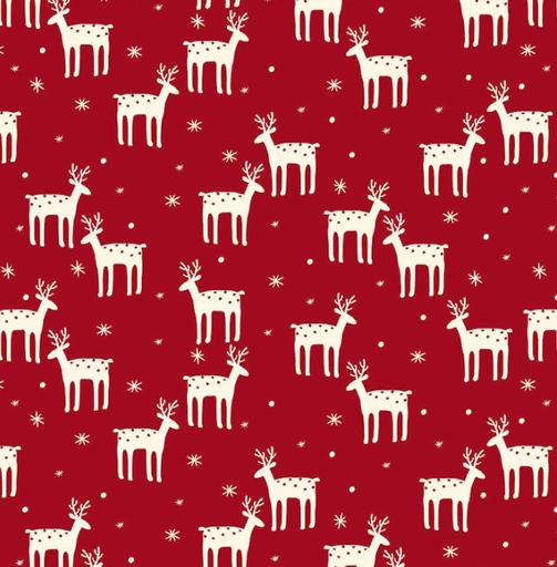 [BLAN-4497-133] Nordic Noel Reindeer Red by Stof Fabrics for Blank Quilting