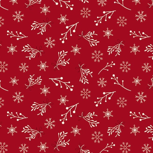 [BLAN-4497-135] Nordic Noel Mistletoe Red by Stof Fabrics for Blank Quilting