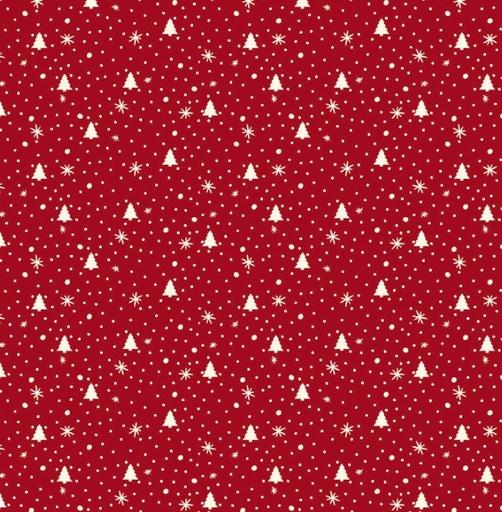 [BLAN-4497-138] Nordic Noel Pinetree Red by Stof Fabrics for Blank Quilting