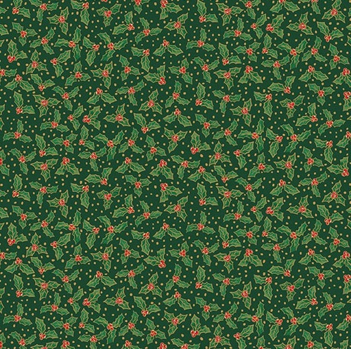 [AND-123-G] Jolly Saint Nick Holly Berry Green by Makower UK for Andover Fabrics