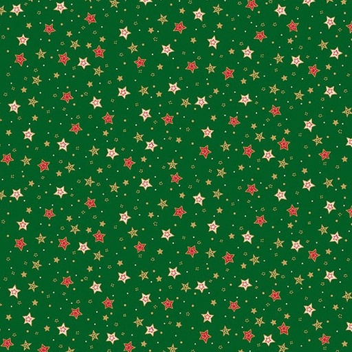 [AND-125-G] Jolly Saint Nick Sparkle Green by Makower UK for Andover Fabrics