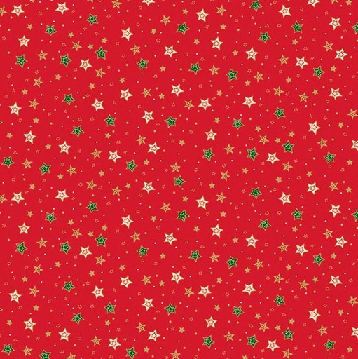[AND-125-R] Jolly Saint Nick Sparkle Red by Makower UK for Andover Fabrics