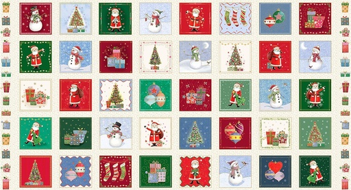 [AND-127-1] Jolly Saint Nick Squares Multi by Makower UK for Andover Fabrics