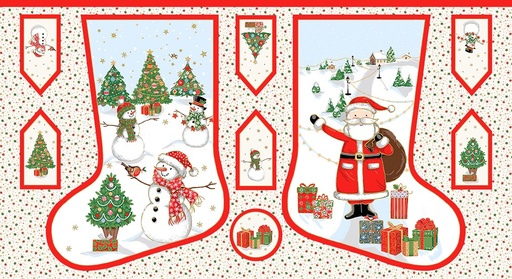 [AND-129-1] Jolly Saint Nick Stocking Multi Panel by Makower UK for Andover Fabrics