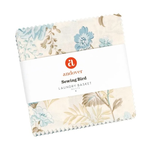 [AND-1S-SWNGBRD] Sewing Bird Charm Squares by Laundry Basket Quilts for Andover Fabrics