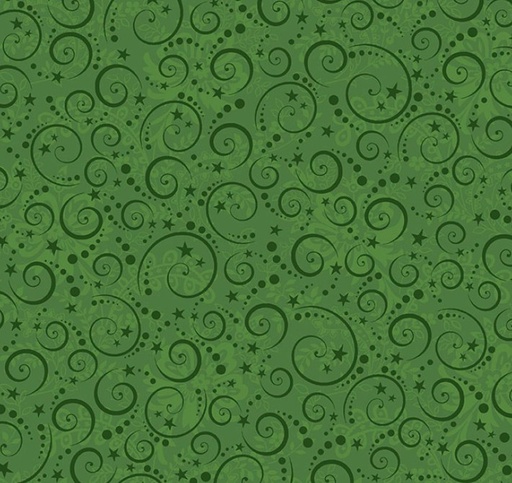[HG-3456-66] Scandinavian Holiday Swirls Green by Mary Jane Carey for Henry Glass Fabrics