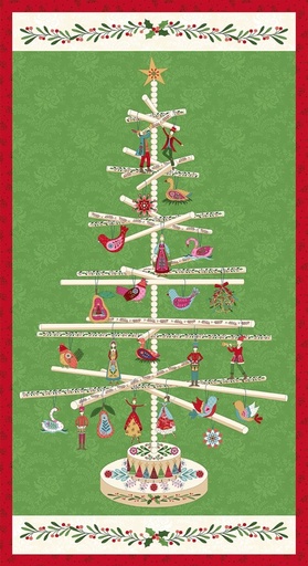 [HG-3459P-44] Scandinavian Holiday Scandi Tree Panel by Mary Jane Carey for Henry Glass Fabrics