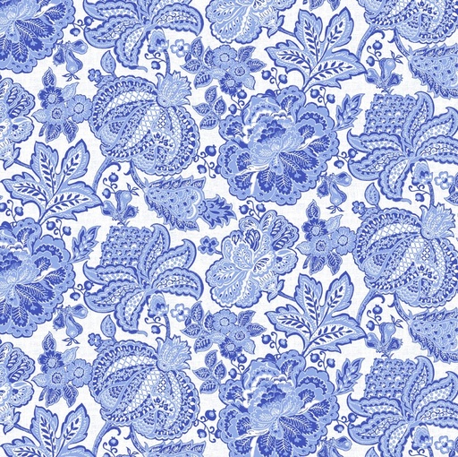[NOR-28355-10] Delft Dynasty Jaco Trail White and Blue from Northcott Fabrics