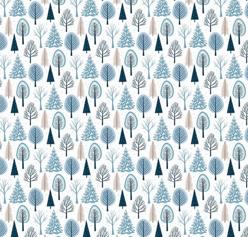 [RB-16362-WHT] Winter Magic Trees White by Dani Mogstad for Riley Blake Designs