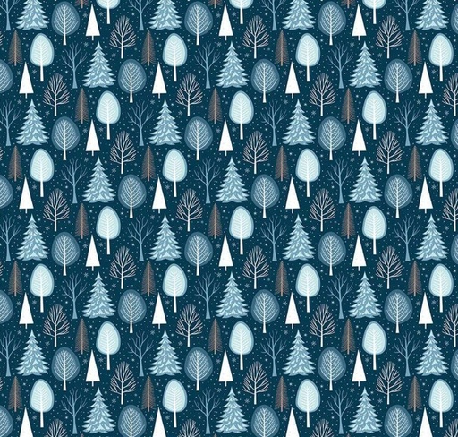 [RB-16362-NAVY] Winter Magic Trees Navy by Dani Mogstad for Riley Blake Designs