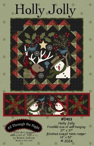 [ATN-2403] Holly Jolly Pattern for Wall Hanging and Table Runner from All Through the Night