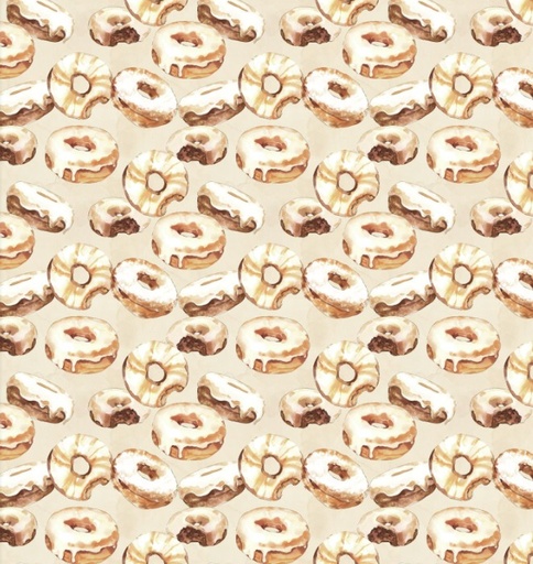 [3W-23745-CRM] Coffee Break Time To Make The Donuts Cream by Scott Barnes for 3 Wishes Fabrics