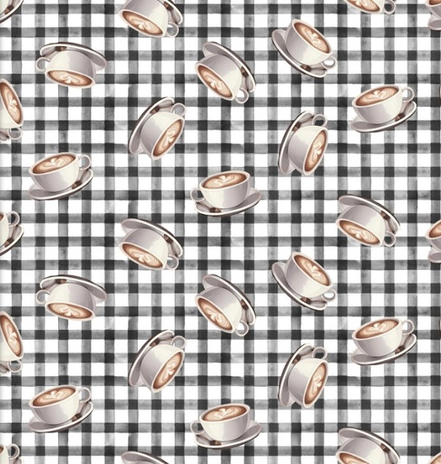 [3W-23747-CHR] Coffee Break Caffeine Toss Charcoal by Scott Barnes for 3 Wishes Fabrics